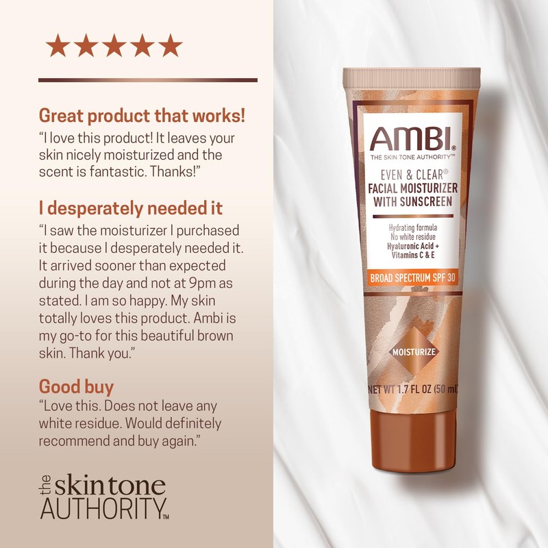 Ambi Even & Clear Facial Moisturizer with Sunscreen SPF 30,