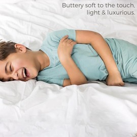 Burt's Bees Baby Unisex Baby Kids Honeysoft 2 PC Pajamas,Jersey Slub Short Sleeve Tee and Pant Set,Organic Cotton & Lyocell Blend, Seaglass Blue