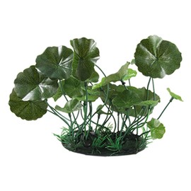 Jardin Round Leaf Water Grass Decorative Aquarium Plastic Plant, 6-Inch, Green