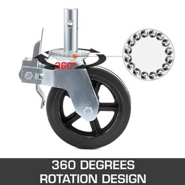 BestEquip 4 Pack Scaffolding Caster Wheels 8 x 2 Inch with Dual Locking Rubber Swivel Caster 360 Degrees Heavy Duty Casters 1100LBS Capacity per Wheel