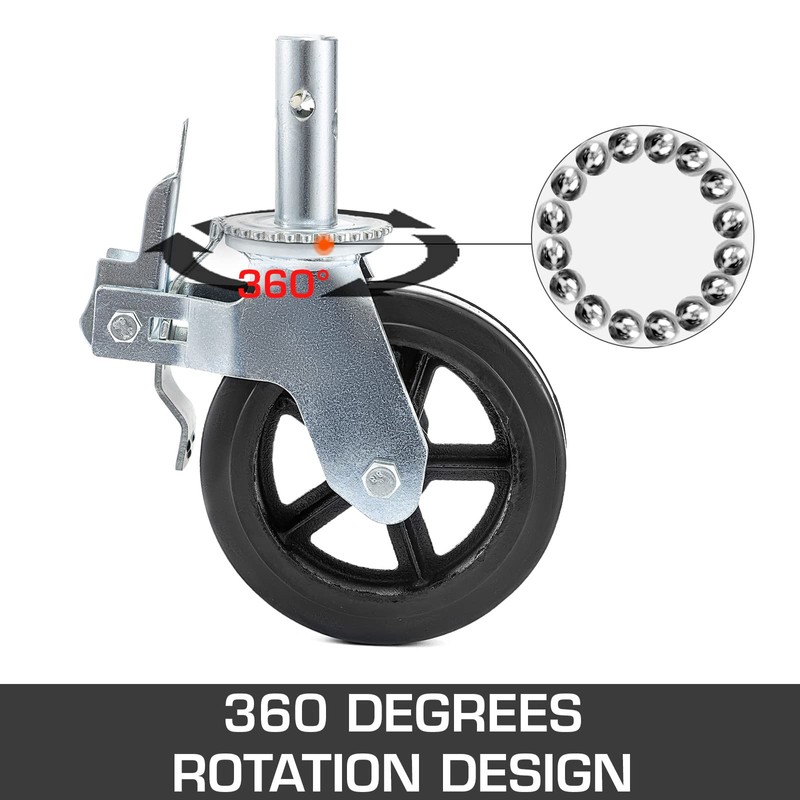 BestEquip 4 Pack Scaffolding Caster Wheels 8 x 2 Inch