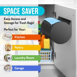 Mountable Trash Bag Holder Dispenser for 13-Gallon, 50 Garbage Bag Dispenser Roll Holder and Organizer to Save Space