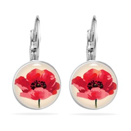 Miss Lovie Bracelet Poppy Women's Fabric Girls Silver with Stainless Steel Cabochon Pendant Gifts for Girlfriends Birthday Gift for Women, Stainless Steel, Glass