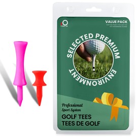 FINGER TEN Golf Tees Plastic 2 1/4'' 30pcs with More Short Tees 1 1/4'' 30pcs Bright Colors Easy to Find,Step Down Golf Practice Tees Castle Stable Durable (2 1/4'' Pink& 1 1/4'' Red)