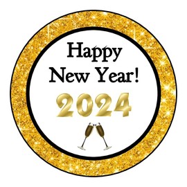 Happy new year stickers, labels, tags, (printed with the current new year celebration)