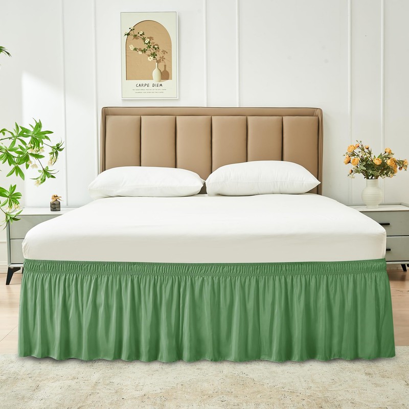Biscaynebay Wrap Around Bed Skirts for Queen Beds Short Drop