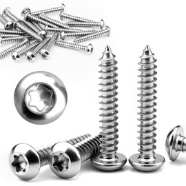 Pack of 80 Tapping Screws M3 x 12 mm Stainless Steel Rounded Head Screws Flat Head Screws Wood Full Thread Round Head Screws Self-Tapping Screws Torx for Spax Screws Acoustic Panels (Silver)
