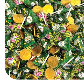 St Patrick's Day Candy Assortment - 3 Pound Bulk Pack - Milk Chocolate Gold Coins, Sour Apple Popping Rocks and Gum Filled Lollipops - Individually Wrapped Party Favors