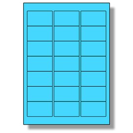 Label Planet® 21 Per Page/Sheet, 5 Sheets (105 Sticky Blue Labels), Blank Plain Matt Quality A4 Coloured Paper Stickers, for Laser/Copier/Inkjet Printer, UK LP21/63C, 63.5 x 38.1 MM, Colour Coding