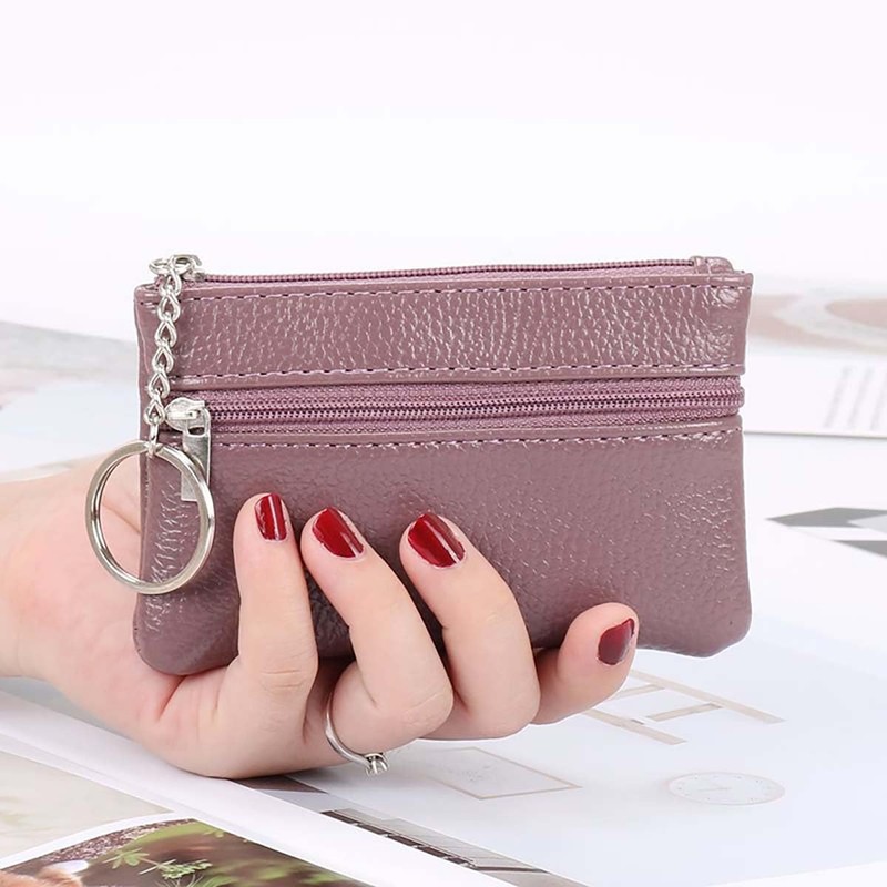 Small Coin Purse,Women's Leather Change Wallet,Mini Zipper Pouch,Lightweight Wallet with
