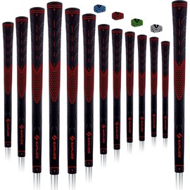 SAPLIZE 13 Golf Grips, Anti-slip Rubber Golf Club Grips, Standard Size, Red