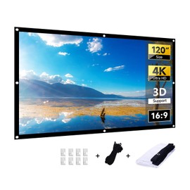 120 in Portable Projection Screen 16:9 4K HD Foldable Anti-Crease Movie Screen Indoor Outdoor Projection Screen Double Sided Projection for Home Theater Backyard