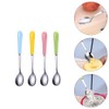 HEMOTON Mini Supoon 4Pcs Stainless Steel Teaspoons Stirring Spoons Ceramic