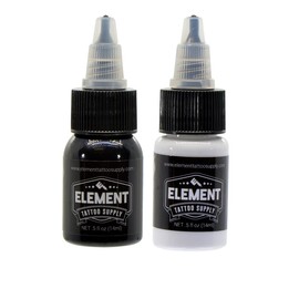 Element - Tinta para tatuaje, color blanco y negro, Tinta de tatuaje negra; tinta blanca de tatuaje., 1 Ounce Bottles