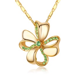 KRUCKEL Clover Necklace for Women & Girl - Gold-Plated Four Leaf Clover Necklace with Austrian Crystals, Best Gift for Mother, Wife, Girlfriend, Christmas or Valentine’s Day