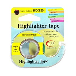 Lee Products Company Removable Highlighter Tape 1/2in x 20yds Fluorescent Green