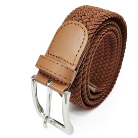 Glamexx24 Unisex Braided Belt, Elastic Fabric Stretch Belt for Men and Women, brown