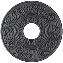 Sharemee - Cast Iron Teapot Tetsubin Trivets for Wood Stove, Heat Resistant Mat, Non-Slip Pot Holder, Tea Kettle Accessories Dinning Table Decorations, 5.3 Inch Diameter Black (Ancient Pattern)