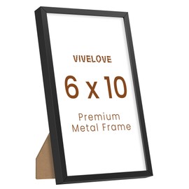 Vivelove 6x10 Metal Picture Frame, Black Aluminum Picture Frames with Tempered Glass, Wall Mounting Horizontally or Vertically, Simple and Elegant Decor for Wall-1Pack