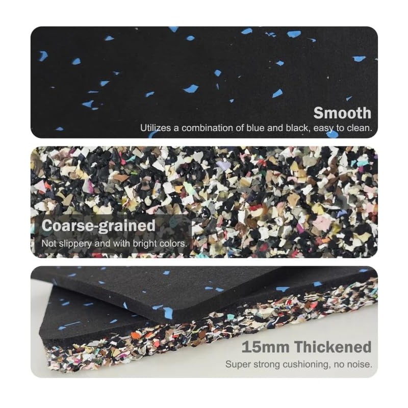 Upgraded 100% Rubber Flooring 0.6in Extra Thick - Interlocking Puzzle