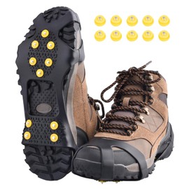 TRIWONDER Anti-Slip Sole Spikes 10 Pin Crampons Snow Ice Spikes for Kids Adults Men Women (Black, M)
