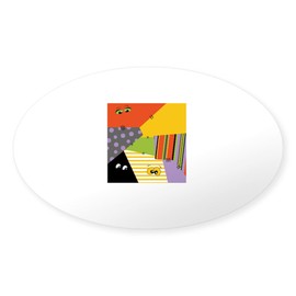 CafePress Spooky Eye Patchwork Sticker Oval Car Bumper Sticker(10-Pack)