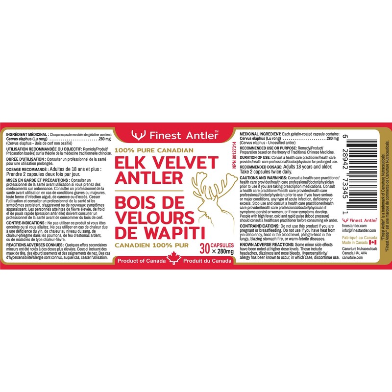 Velvet Antler, 100% Pure with No Additives, Freeze-Dried, Finely Grinded,