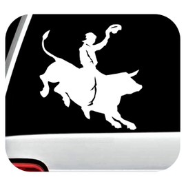 Rodeo Cowboy Bull Riding Decal Bullriding Sticker for Car Window 5 Inch x 5 Inch