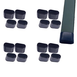 Simpracon Oval Chair Leg Floor Protectors with Felt Medium Chair Leg Caps Pad Rubber Furniture Feet Covers for Hardwood Floors Prevent Scratches,No Noise (Black,16 Pcs 40 x 20 mm)