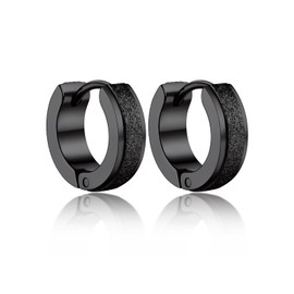 Bandmax Small Black Hoop Earrings for Men Women Hypoallegrnic Huggie Earrings Piercing Ear Hoops Classic Minimalist Earrings for Gift