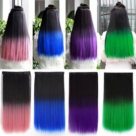 Wig, Extension, Gradient, Straight One Touch, Point Wig, Sarasara, Clip-on Long Wig, Extension, Collarless Wig, Orange