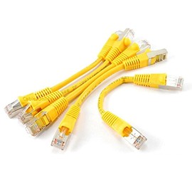CablesOnline, 5-Pack 6 inch STP Shielded Twisted-Pair CAT5e Network Yellow Patch Cables, with RJ45 Shielded Connectors, U-S000YL-5