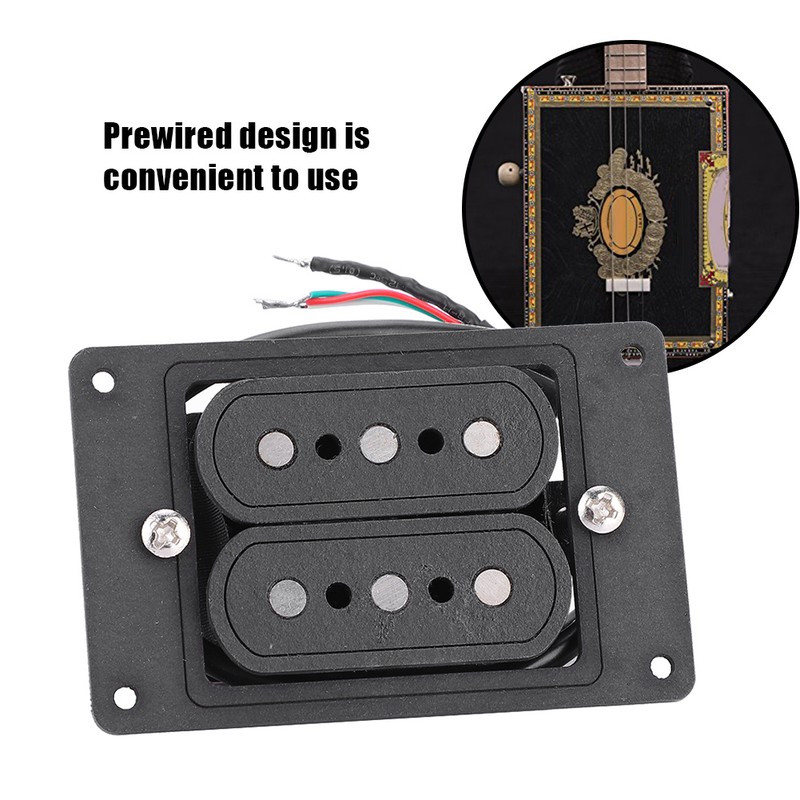 Prewired 3 String Humbucker Pickup Input Jack for Cigar Box