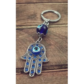 Nazareth Store Evil Eye Keychain Hamsa Fatima Hand Protection Charm Key Chain Good Luck Amulet