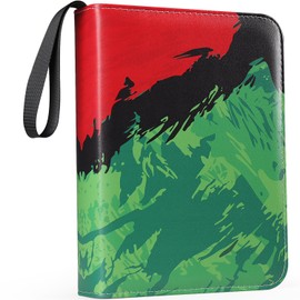 VEELAM 4 Pocket Card Binder, 3-Ring Trading Card Binder with Zipper for 400 Cards Collection, Red Green