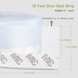 DINGLIAN 2025 Weather Stripping Door Seal, Silicone Rubber, Transparent, 16.4 Feet, 0.02 Inch Width, For Doors, Windows, Shower Glass Doors, Cupboards, Wardrobes, Furniture