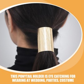 Beavorty Ponytail Holder Hair Clip Golden Metal Barrette Ponytail Cuff Buckle Elegant Hair Accessories for Women Ladies