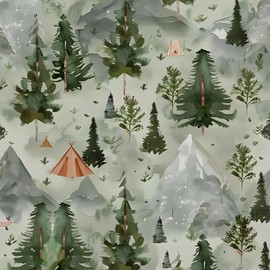 BOKEBEVE Mountain Wall Paper Green Wallpaper Peel and Stick Boho Tree Contact Paper Forest Wallpapers for Bedroom Cabinet Backsplash Self Adhesive Removable Easy Peel Off Renter Friendly 17.5 x 118In