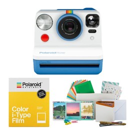 Polaroid Originals Now Viewfinder i-Type Instant Camera (Blue) Bundle with i-Type Films and Reusable Vintage Photo Accessory (3 Items)
