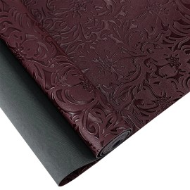 12 X 53 Inch Embossed Faux Leather Roll Vintage Flower Textured Synthetic Leather Fabric for DIY Sewing Crafts Jewlery MakingColor: 412143-08