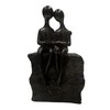 Haute Collage Couple Sitting On a Rock Romantic Sculpture (Bronze,