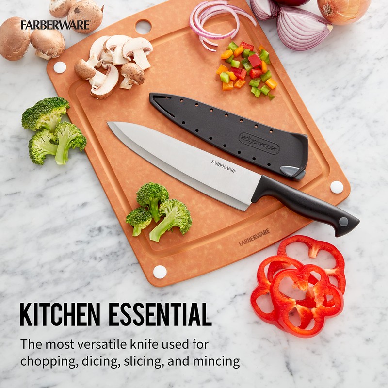 Farberware Edgekeeper 8-Inch Chef Knife with Self-Sharpening Blade Cover, High