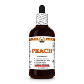 Peach (Prunus Persica) Dry Leaf Tincture, Made in Hawaii, All Natural, Vegan, Pure Liquid Extract - 4 fl.oz