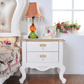 BSTKEY 2 Packs Brass Drawer Handles Cupboard Wardrobe Dresser Handle - Dragonfly Design Furniture Knob with Screw