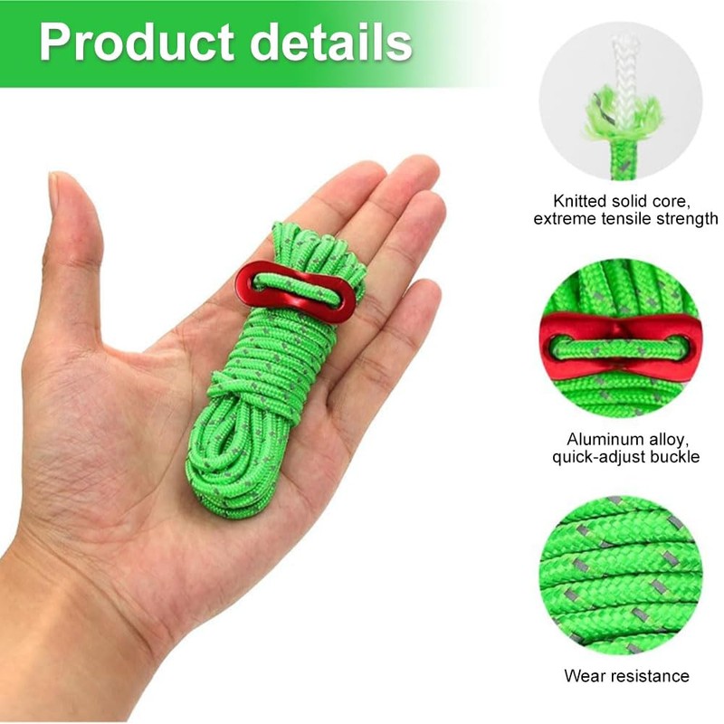 8Pcs Tent Guy Ropes, 4mm/13 Feet Guy Ropes with Storage