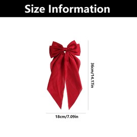 Big Satin Red Hair Bows for Women Simple And High End Bow Hair Accessories With Long Ribbon Soft Silky Red Bow, For Women Girls Wedding Birthday Party