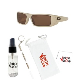 Oakley GASCAN OO9014 Sunglasses for Men + Vision Group Accessories Bundle (Desert Tan/Prizm Tungsten (901441), 60mm)