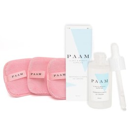 KIT DESMAQUILLANTE PAAM | Desmaquillante & Serum Regenerador de Argán PAAM 40ml. + Set de 3 almohadillas de microfibras orgánicas reutilizables para desmaquillar. Suaves Almohadillas de limpieza facial Lavables.
