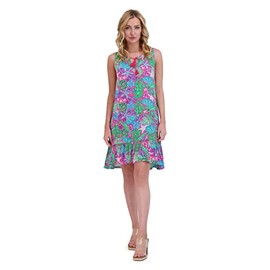 Stella Parker Women's UPF Summer Casual Lightweight Travel Outfit, Resort Wear Sundress for Beach, Vacation and Easter Dress, Blue Teal, X-Large