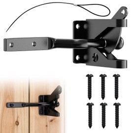 Gate Latch Automatic Gate Gravity Latch Self Locking Fence Gate Latch with Pull Cable for Wooden Fence Gates Door, Black
